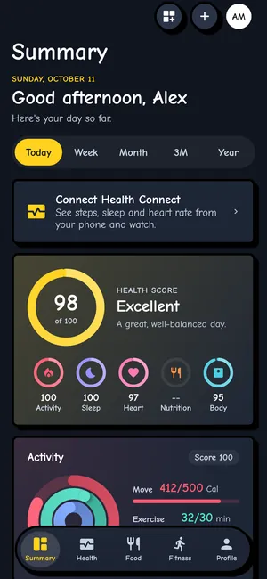 Summary tab in the Comic Pop theme, dark mode